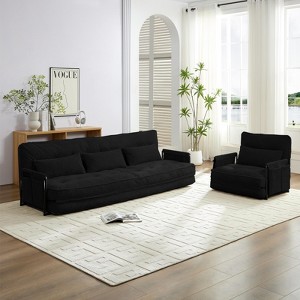 Mjkone Muti-Functional Folding Sofa Bed,Floor Sofa Bed Set,Lazy Sofa with Pillows,6 Position Adjustable Backrest - 1 of 4