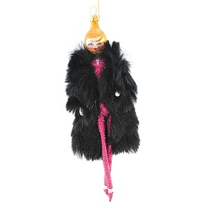 Italian Ornaments 7.0 Inch Constance In Black Faux Fur Fashionista Modern Chic Tree Ornaments - 1 of 3