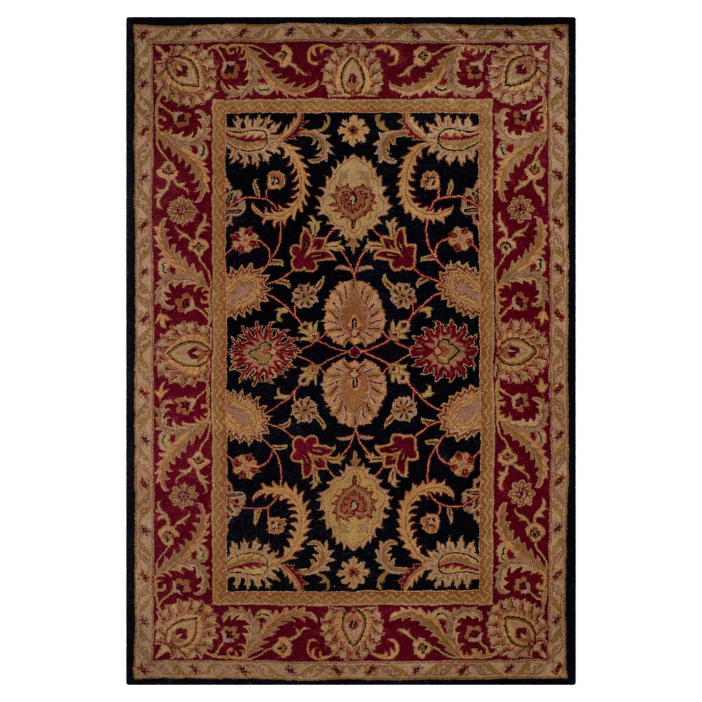 Black/Burgundy Botanical Tufted Area Rug - (6'x9') - Safavieh