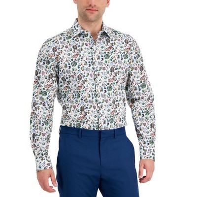 bar III Mens Performance Stretch Floral Button Down Dress Shirt, Multicoloured, Large