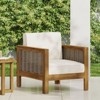 BEAFUP Outdoor Acacia Wood Club Chair with Wicker Accents, Teak Finish + Mixed Brown + Beige, 30.25"D x 27.5"W x 23.75"H - 2 of 4