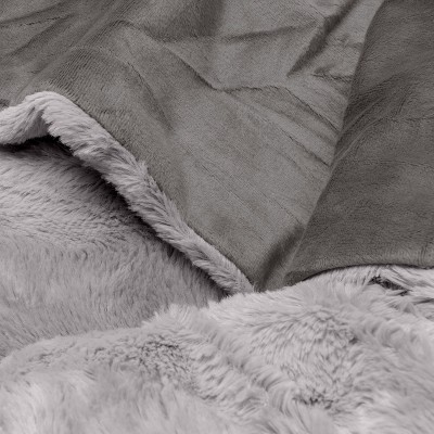 Small Dark Gray Faux Fur and Velvet Hooded Donut Pet Bed
