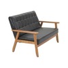 CAVINAS Modern Loveseat Sofa Upholstered Pu Leather 2-seat Couch with Wooden Leg for Apartment, Living Rooms - 2 of 4