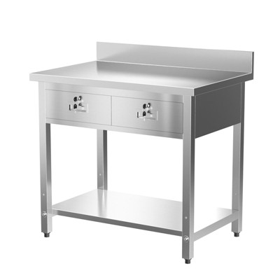 ROVSUN 36" X 24" Stainless Steel Table with Drawers, Metal Prep Table with Undershelf for Home Kitchen Restaurant