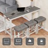 4-Piece Bar Height Dining Set with Power Outlet and 3 Padded Stools - 3 of 4
