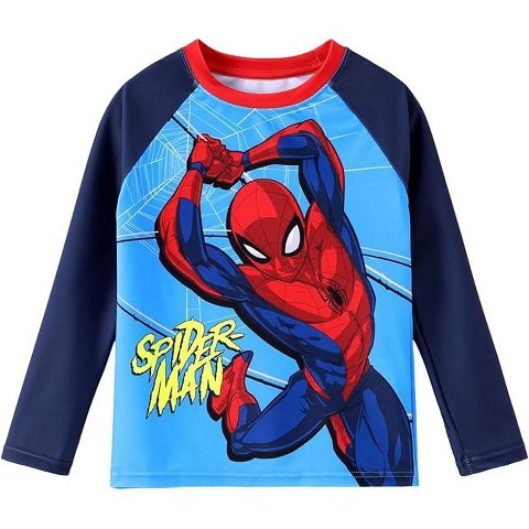 Marvel Disney Marvel Kids Superhero Summer Rash Guard Tops Spiderman Blue 3T-4T