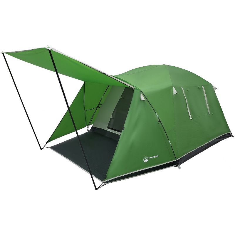 Wakeman Outdoors 4 Person Tent with Porch, Green, 1 of 8