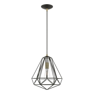 Livex Lighting Knox 1 - Light Pendant in  Textured Black/Polished Chrome