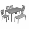 APRILSOUL 6 Piece Dining Set, Dining Table with 4 Upholstered Chairs and a Bench, Living Room, Home Bar, Kitchen - 3 of 4
