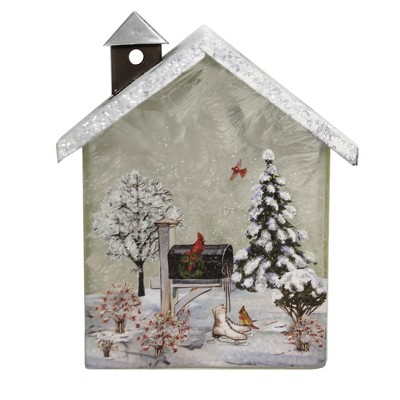 Stony Creek 6.5 Inch Winter Skates Small Glass House Lighted Holiday Novelty Sculpture Lights