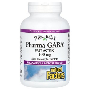Natural Factors Stress-Relax, Pharma GABA, 60 Chewable Tablets (100 mg per Tablet) - 1 of 2