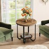 Tribesigns Round End Table with 2-Tier Storage Shelf, Industrial Side Table, Small Nightstand for Living Room, Bedroom, Brown - 4 of 4
