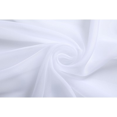 White Sheer Polyester Grommet Top Window Panels, 45 Inches Long