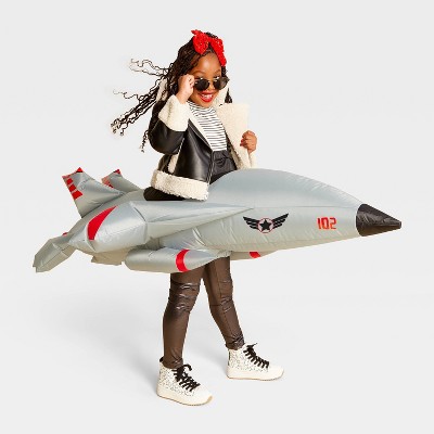 Kids' Fighter Jet Ride On Halloween Costume Inflatable Suits - Hyde and EEK! Boutique™ Gray One Size Fits Most