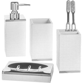Brushed Nickel 6 Piece Toilet Brush Bathroom Accessories Set – Creative  Scents