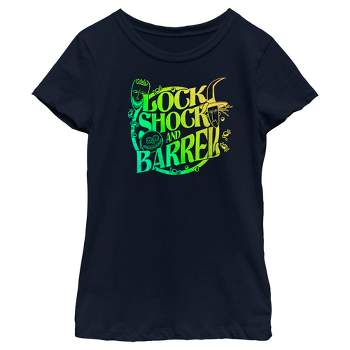 Girl's The Nightmare Before Christmas Lock, Shock, and Barrel Neon Circle T-Shirt