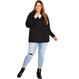 Avenue Women's Plus Size Polar Fleece Pocket Tunic - 1 of 4