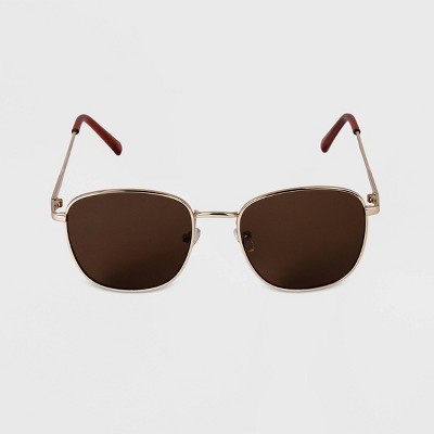 Goodfellow & Co Men's Rectangle Square Metal Sunglasses - Gold - Each