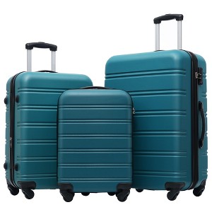NAYSAYE Luggage Set 3 Piece with 20 Inch 24 Inch 28 Inch Spinner Suitcase for Travel Use, Blue and Green, 19"*12.6"*28" - 1 of 4