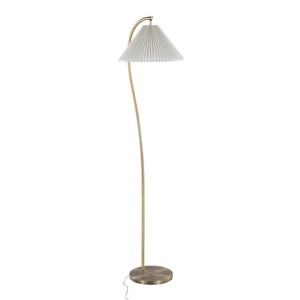 Cassis 65" Glam/Art Deco Floor Lamp in Gold Metal and White Pleated Shade by LumiSource - 1 of 1