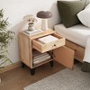 Lycvki Natural Solid Wood Nightstand - 2 of 4