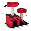 FURNIinspire Pet Tower Gothic Cat Tree Tower Halloween Pet Furniture Cute Cat Toys House with Condo, Scratching Posts, Red, 25.6"*17.7"*27.5" - 3 of 4