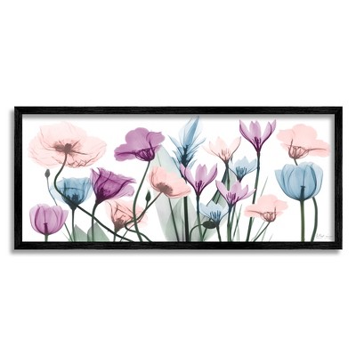 Stupell Industries Modern Translucent Pastel Tulips Flower Buds Blossoms Black Framed Giclee Art