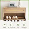 Freestanding Shoe Rack, Ratten Modern Flip Doors Shoe Storage Cabinet with 2 Adjustable Shelves and Drawer - 4 of 4