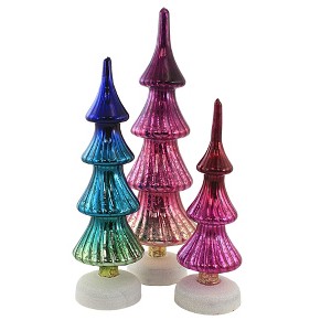 Cody Foster 12.0 Inch Brilliant Ombre Trees Set / 3 Christmas Decorate Village  Decor Crackle Finish Tree Sculptures - 1 of 3