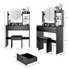 31.5" Makeup Vanity Table with Touch Round LED Mirror,Cushioned Stool and Storage Shelves for Bedroom–The Pop Home - 4 of 4