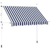 Retractable Awning Blue and white stripes Polyester with PU coating vidaXL - 2 of 4