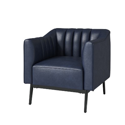 Carsten Industry 30" Wide Faux Leather Chair with Metal Leg| HULALA HOME