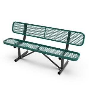 Flash Furniture Sigrid Outdoor Bench with Backrest, Commercial Grade Expanded Metal Mesh Seat and Backrest and Steel Frame - 1 of 4