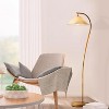 Runesay 62" Floor Lamp, Wood Toned, White Pleated Shade, Pivot Joint on Shade, On/Off Foot Switch, Black Cord, Modern Lighting for Living Room - 3 of 4