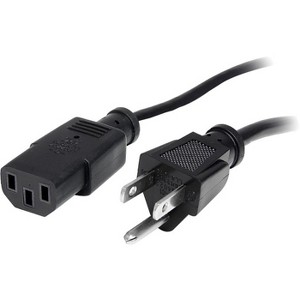 StarTech.com 20ft (6m) Computer Power Cord, NEMA 5-15P to C13, 10A 125V, 18AWG, Black Replacement AC PC Power Cord, TV/Monitor Power Cable - 1 of 2