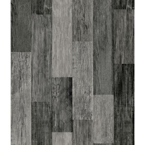 RoomMates Weathered Wood Plank Peel & Stick Wallpaper Black - 1 of 4