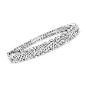 Ross-Simons 2.00 ct. t.w. Diamond Striped Bangle Bracelet in Sterling Silver Size 7 - 1 of 3