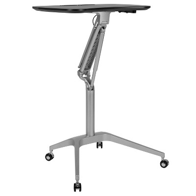 Ergonomic Mobile Sit-Stand Desk with Adjustable Height and Lockable Casters