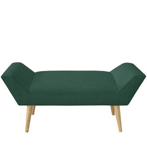 Modern Welted Bench Linen Conifer Green - Skyline Furniture