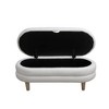 DOMETOUR White Living Room Storage Ottoman - Modern Upholstered Footstool with Hidden Compartment - 4 of 4