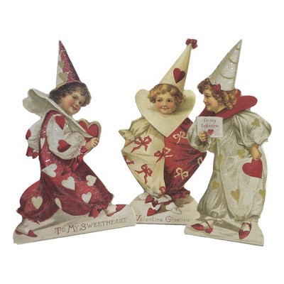 Valentine's Day 8.0" Clown Children Dummy Board Love Heart Set Of Three Bethany Lowe Designs, Inc.  -  Decorative Figurines