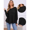 INSPIRE CHIC Women's Long Sleeve Crew Neck Peplum Ruffle Hem Blouse - 2 of 4