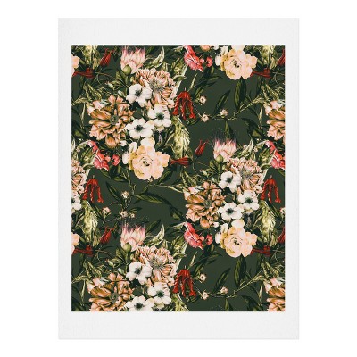 8"x10" Marta Barragan Camarasa Dark Wild Floral Art Print Unframed Wall Poster Black - Deny Designs: Modern Botanical Digital Artwork