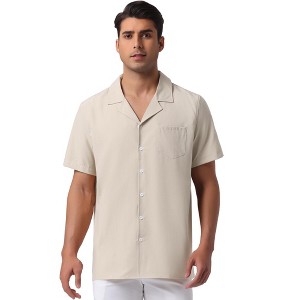 INSPIRE CHIC Men's Camp Collar Short Sleeve Button Down Summer Beach Linen Shirts - 1 of 4