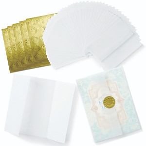 150 Pack Vellum Jackets for 5x7 Invitations with 150 Sticker Seals, 110 GSM Pre-Folded Vellum Wrap for Wedding Cards - 1 of 4