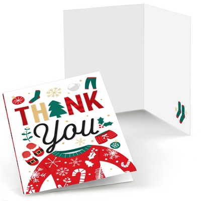 Big Dot of Happiness Christmas Pajamas - Holiday Plaid PJ Party Thank You Cards (8 count)