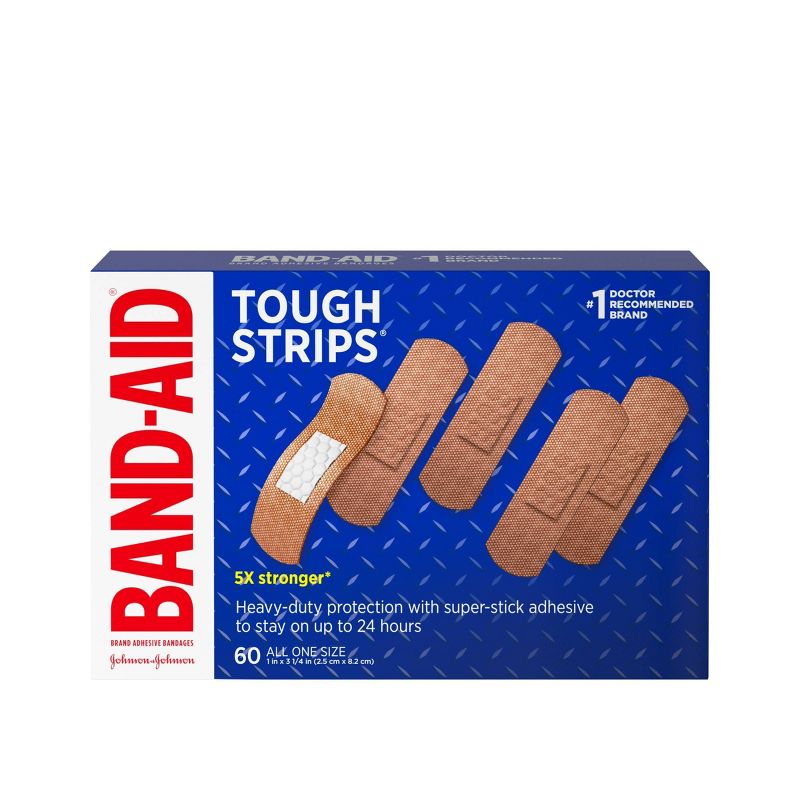 Band-Aid Tough Strips Heavy Duty Super Stick Adhesive Bandages - 60ct, 1 of 9