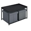NicBex Modern Square Coffee Table Set of 5 with 4 Storage Stools and Metal Frame for Living Room - 3 of 4