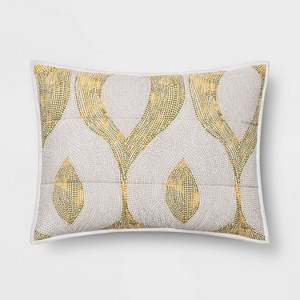 Standard Printed Quilted Pillow Sham Yellow - Opalhouse
