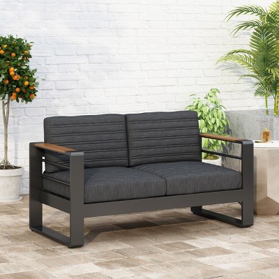 Mid-Century Modern Upholstered Loveseat 2 Seater Sofa-Christopher Knight Home